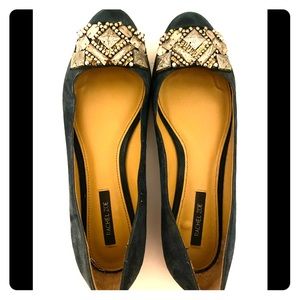 Rachel Zoe Suede Navy Ballet Flats